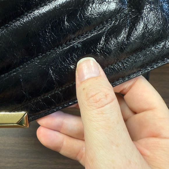 Michael Kors Whitney Large Quilted Crackle Leather Satchel Black - Picture 13 of 13